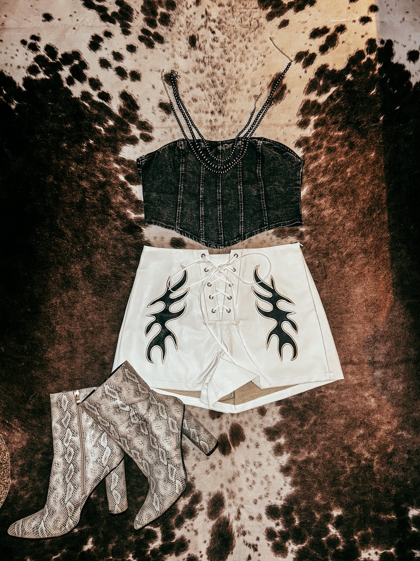 Honky Tonk Flame Leather Shorts