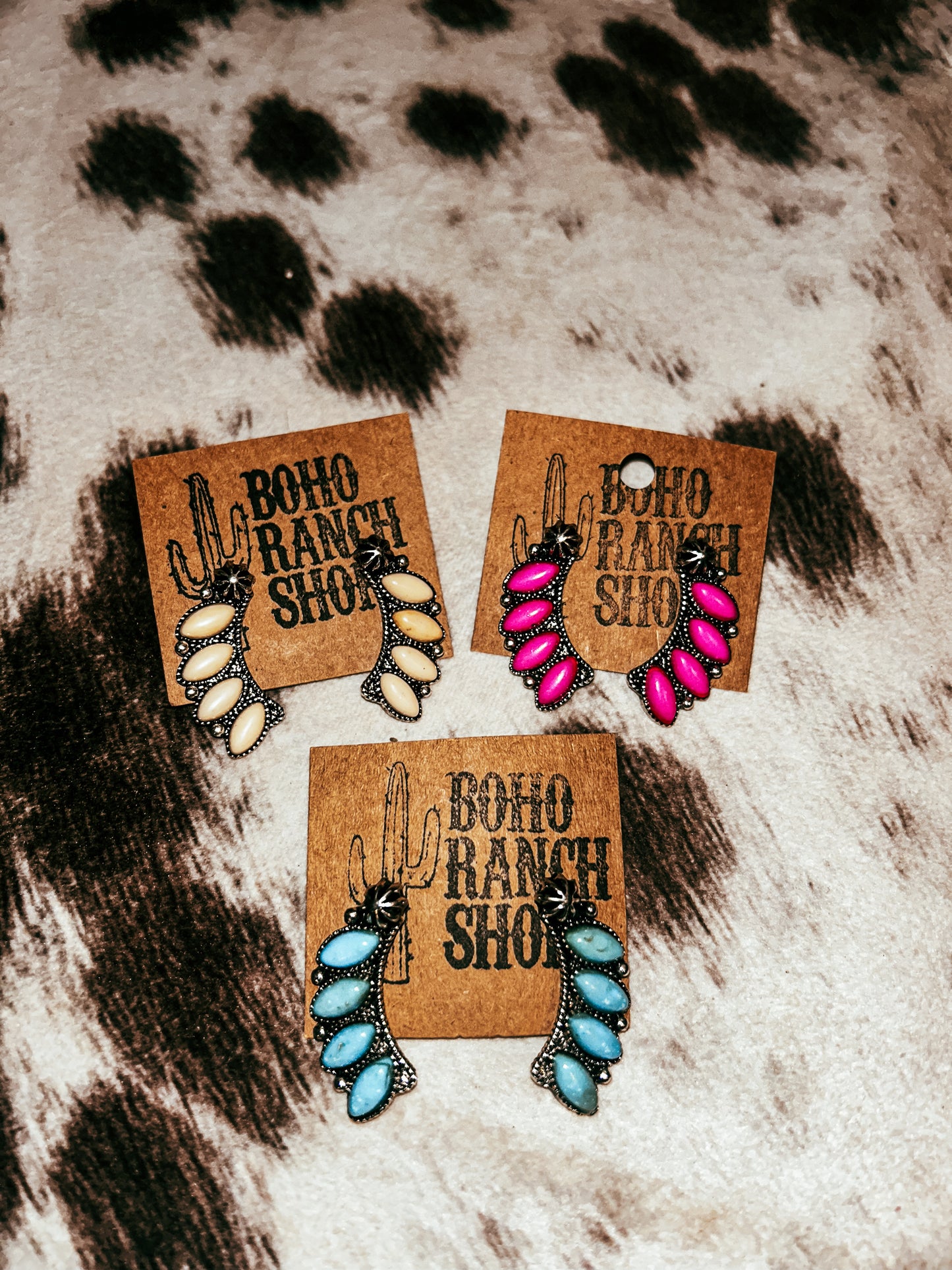 Concho Half Stone Earrings