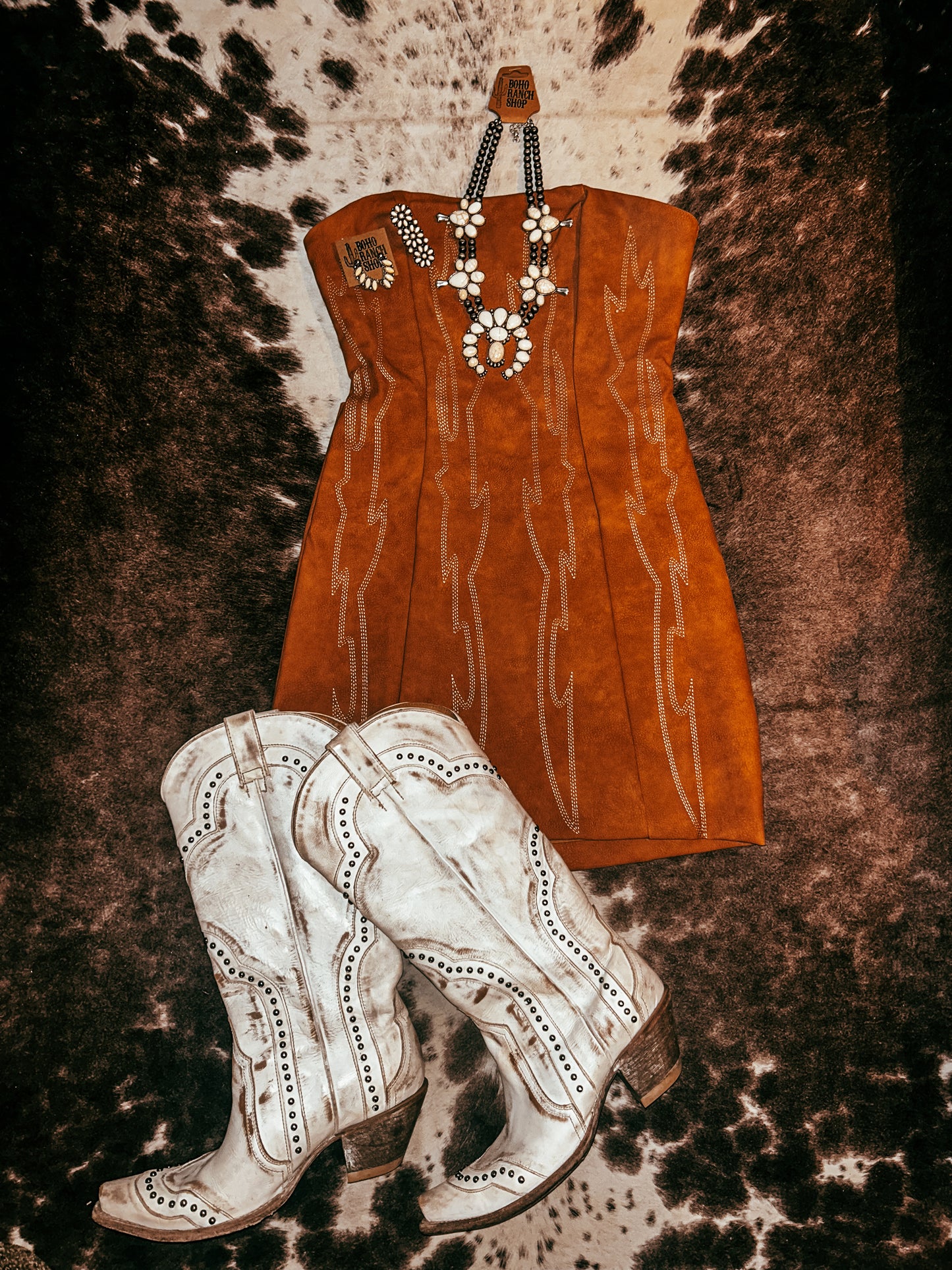 Boot Embroidered Mini Dress